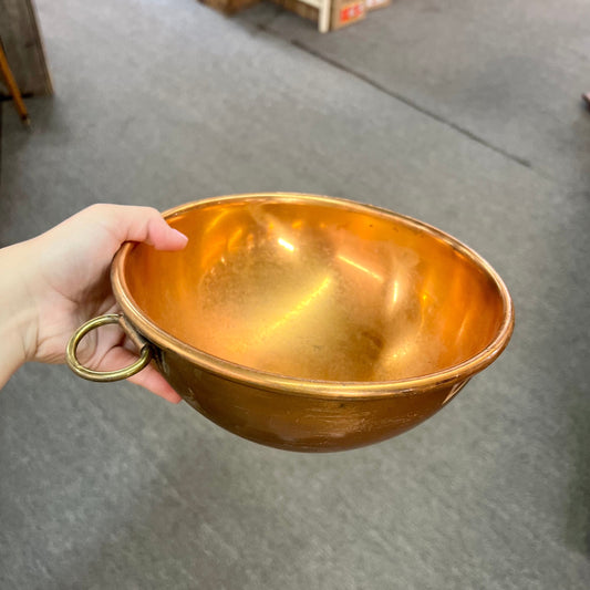 Vintage Copper Bowl with Brass Handle