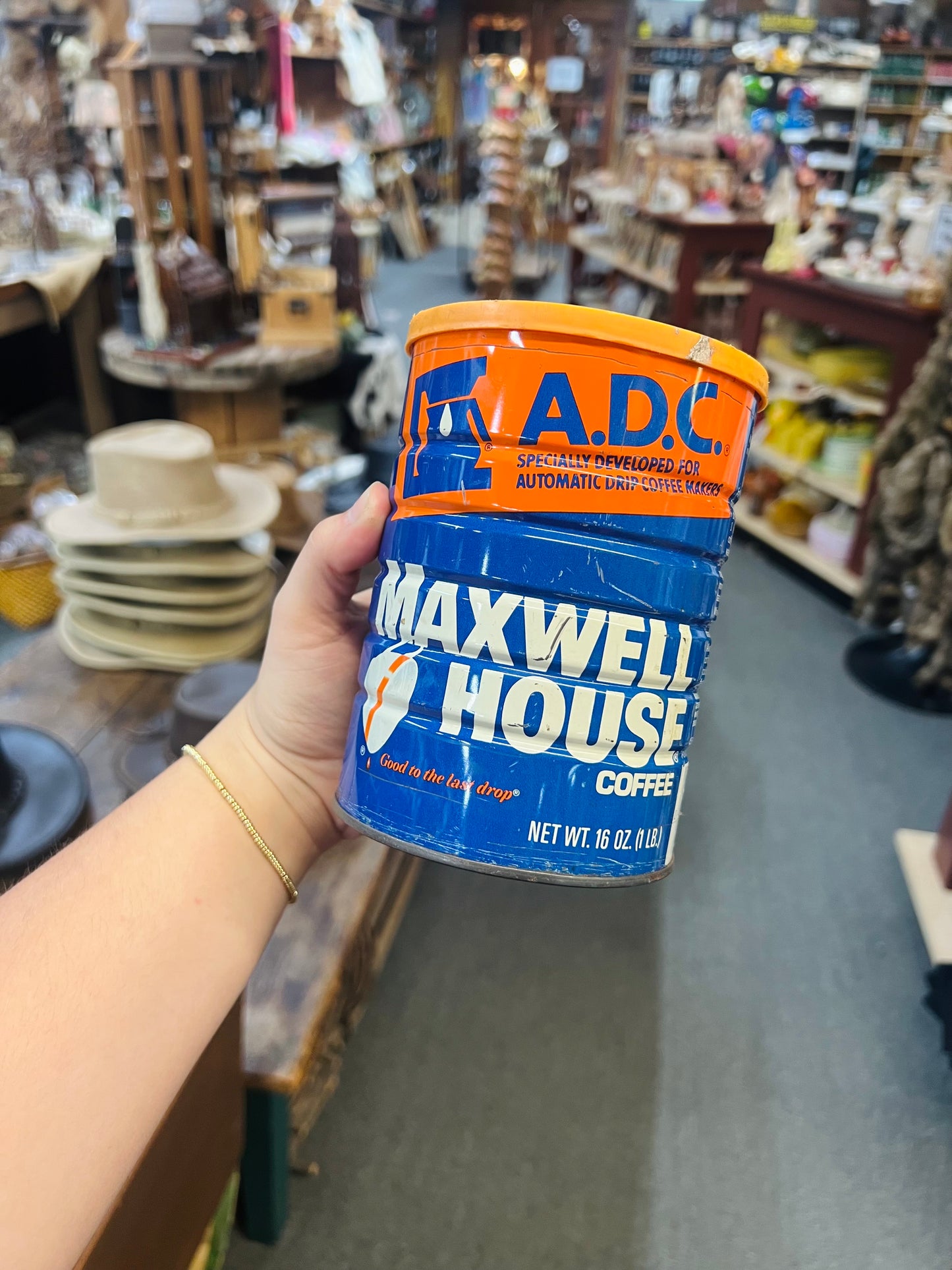 Vintage A.D.C. Maxwell House Coffee Can with Lid 1lb