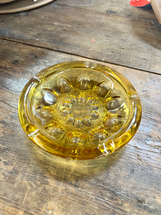 Vintage Amber Glass Ashtray