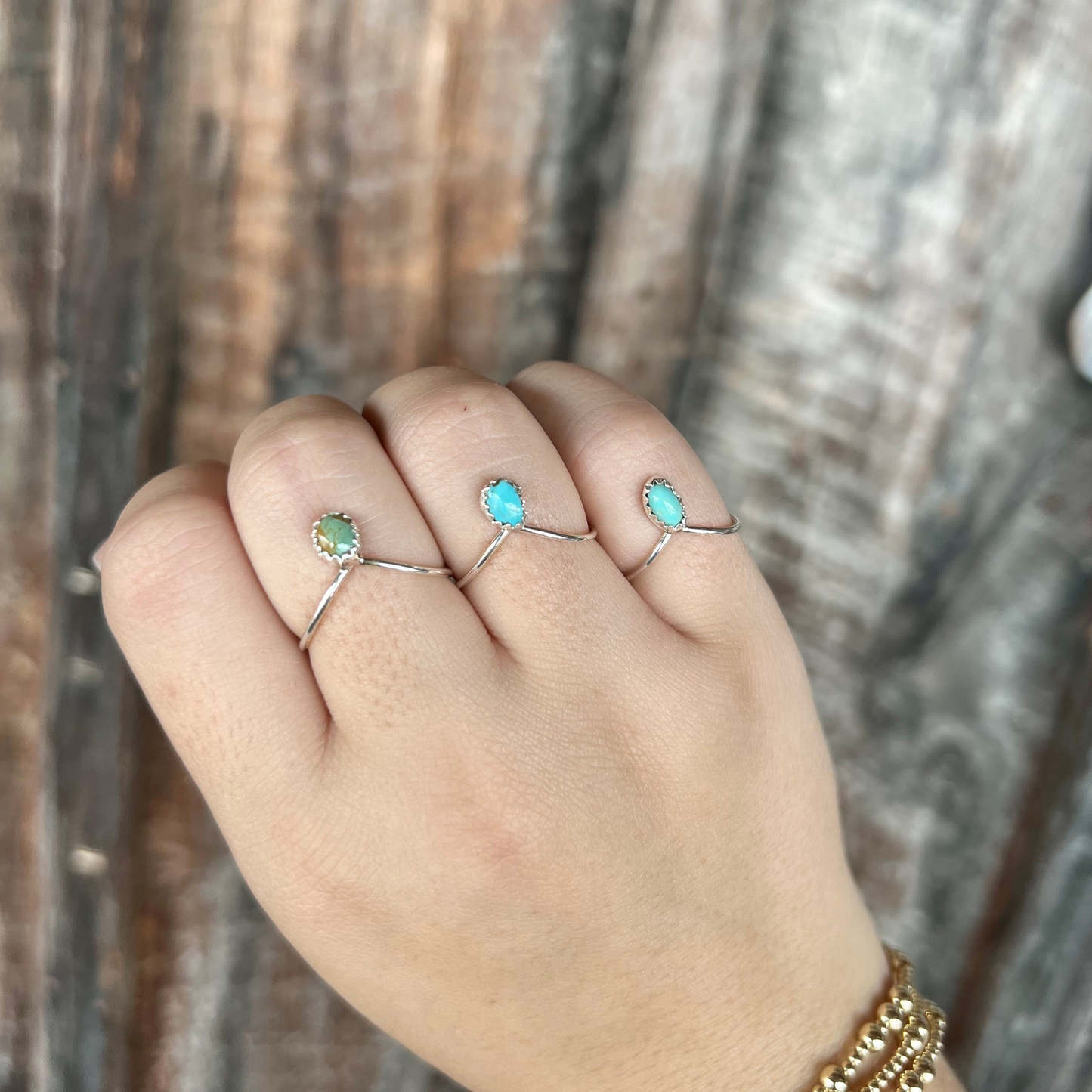 Genuine Turquoise Simple Stud Ring