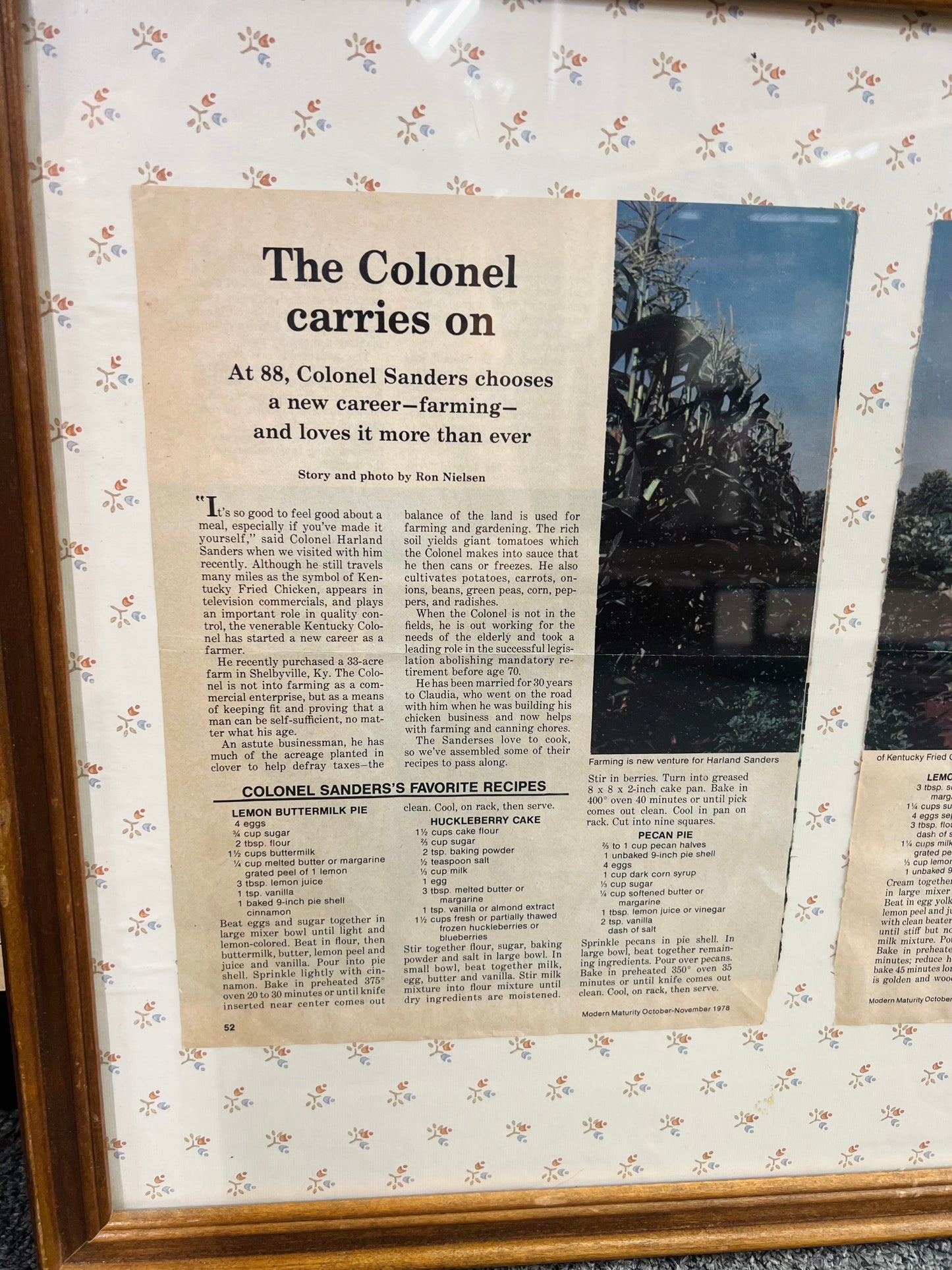 Colonel Sanders Carries On Newspaper Article with His Favorite Recipes