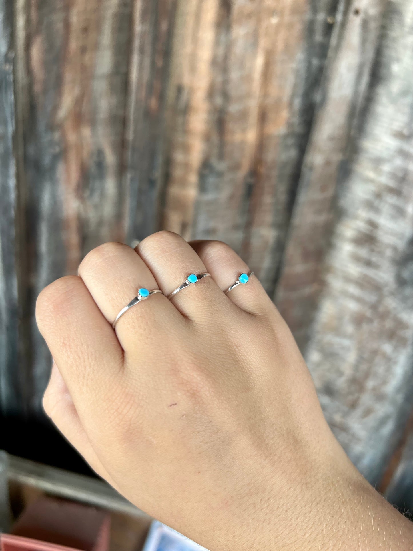 Genuine Turquoise Mini Stud Stacker Ring