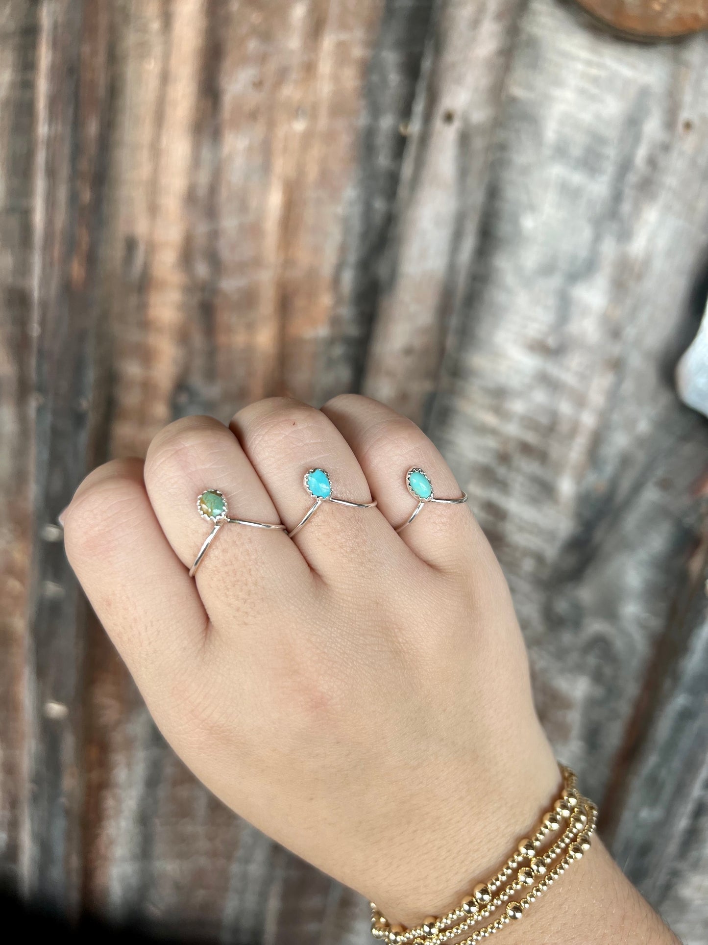 Genuine Turquoise Simple Stud Ring