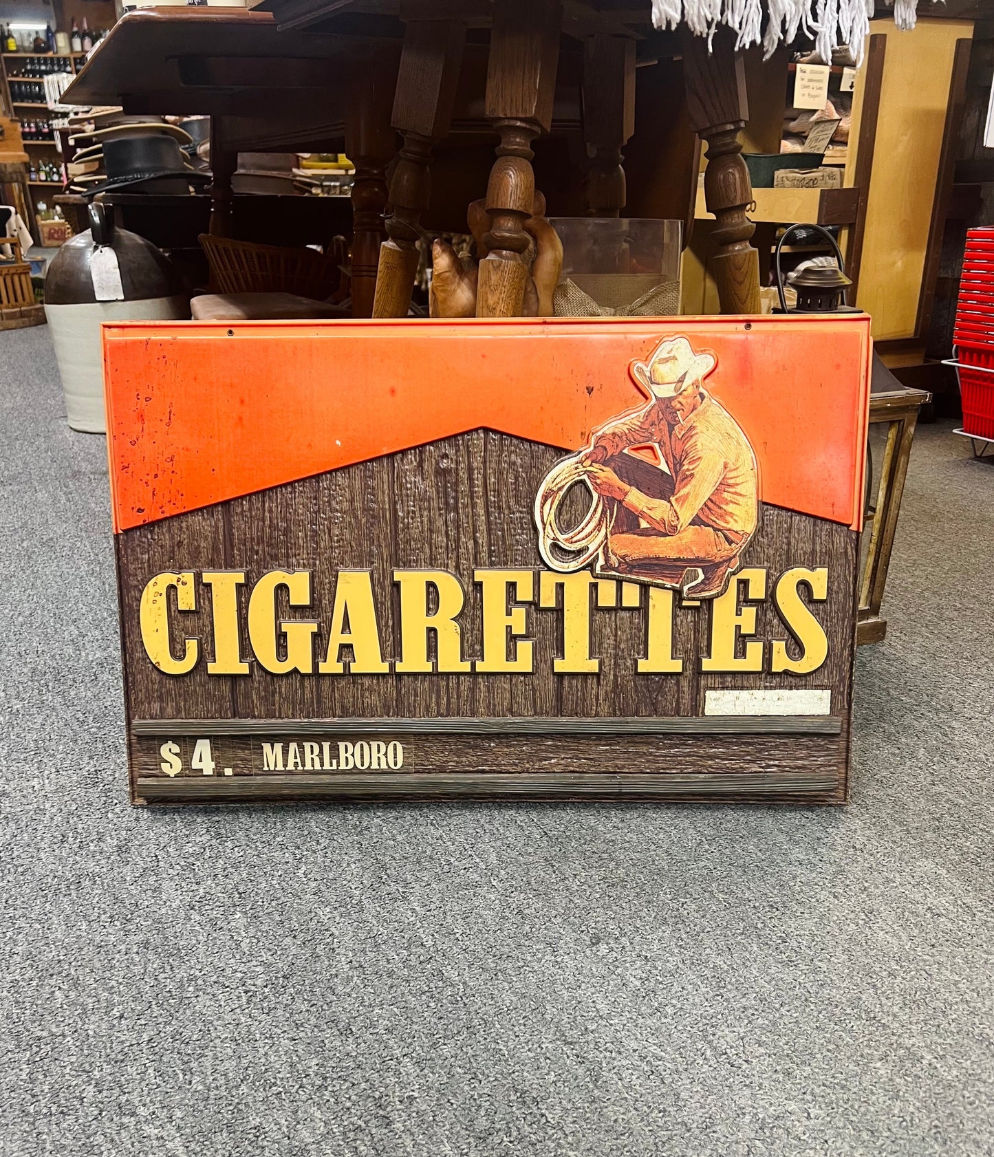 Vintage Marlboro $4 Cigarettes Sign