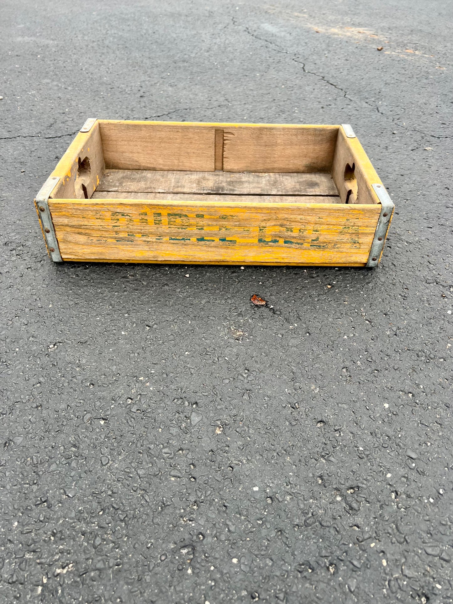 Vintage Yellow Double Cola Crate - Rocky Mt. NC