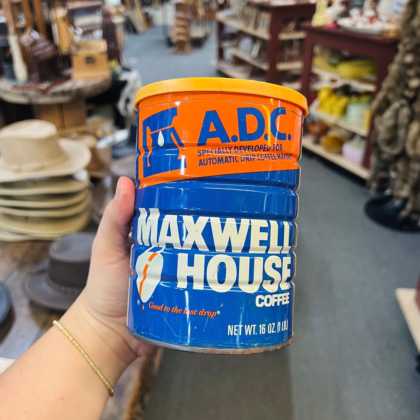 Vintage A.D.C. Maxwell House Coffee Can with Lid 1lb