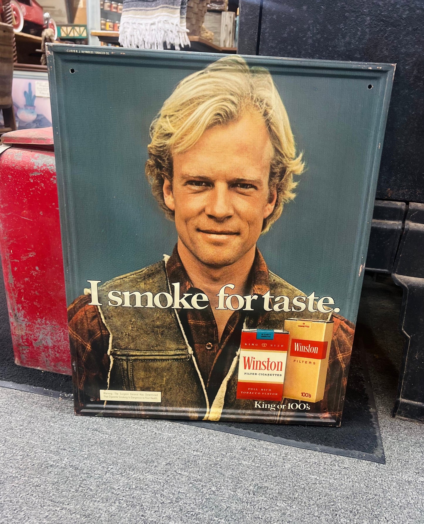 Vintage Winston I Smoke For Taste Sign