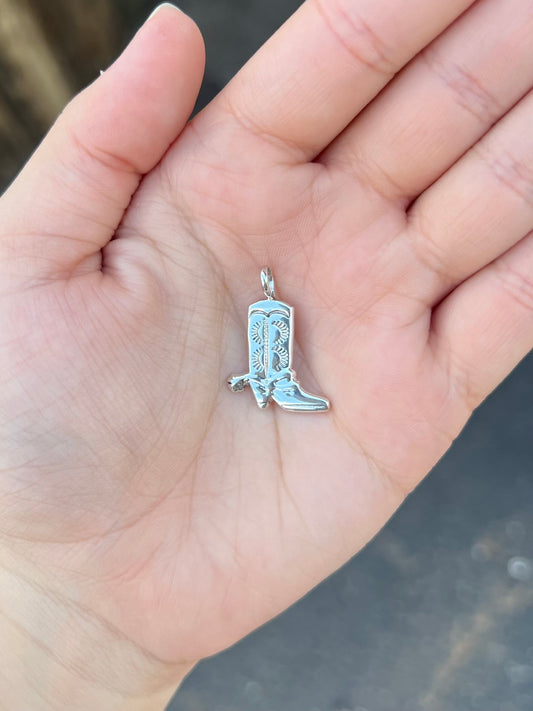 Sterling Silver Cowboy Boot Pendant with Spur