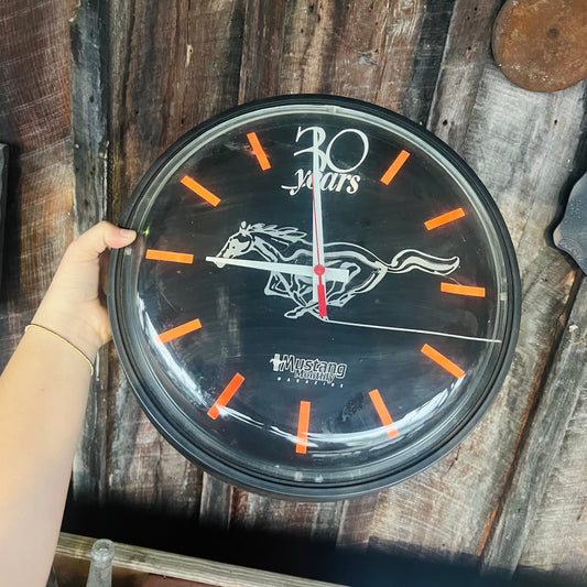 Vintage Ford Mustang 30 Years Orange and Black Clock