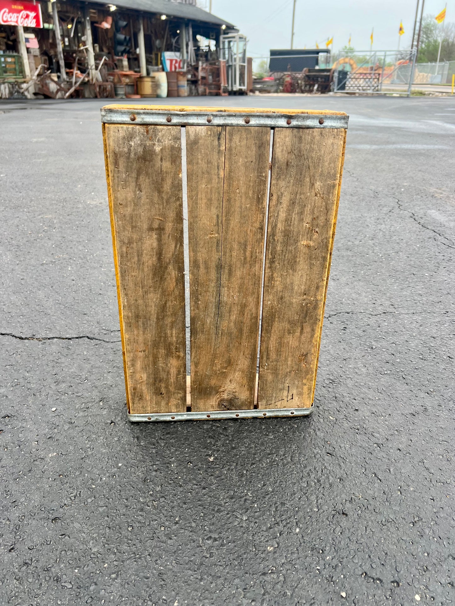 Vintage Yellow Double Cola Crate - Rocky Mt. NC