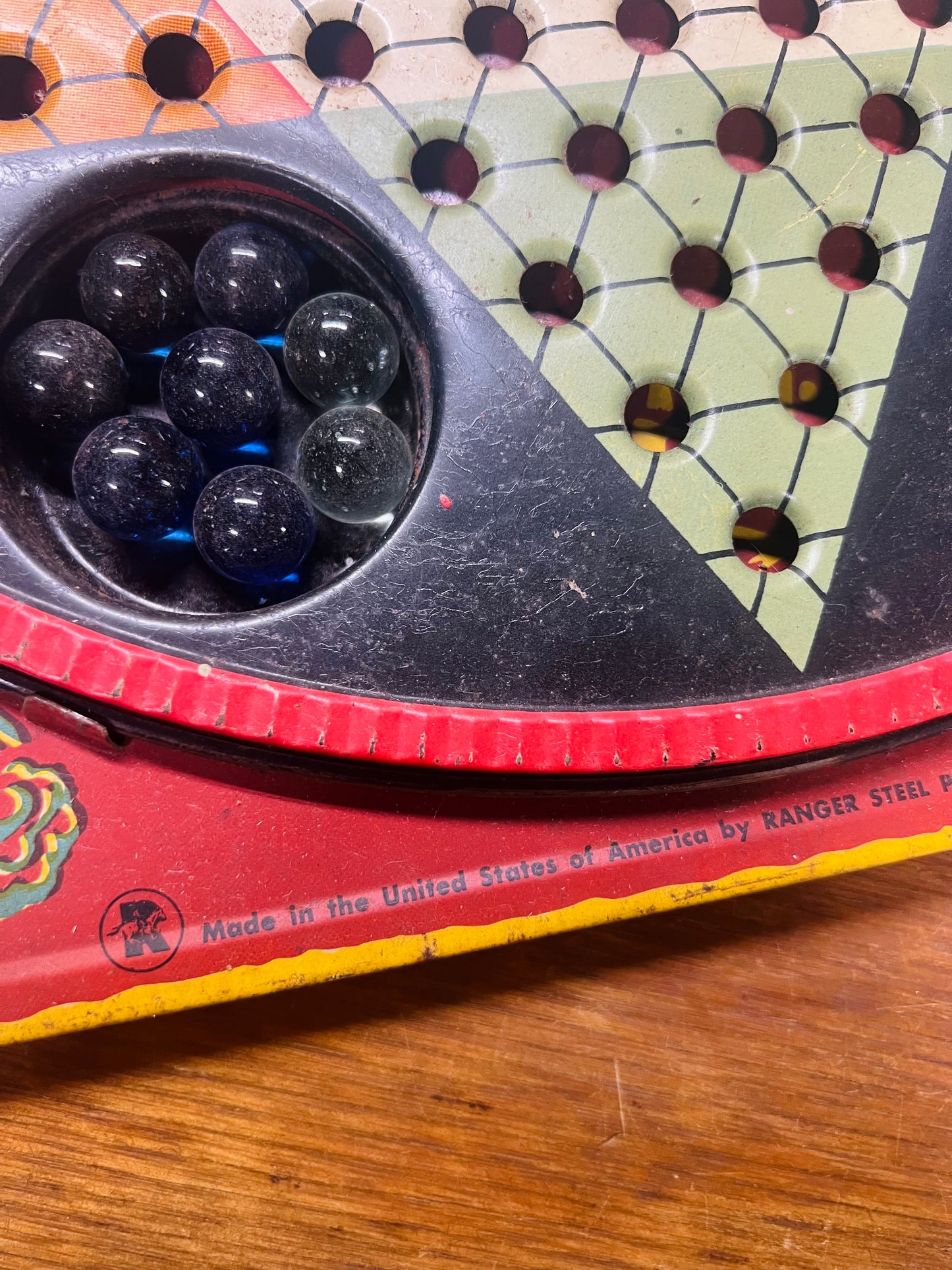 Vintage Ranger Steel Products Chinese Checker Game Board - With Marbles