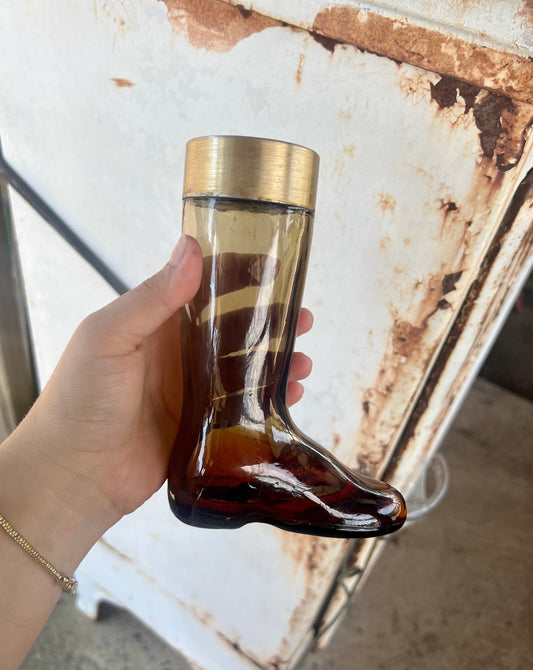 Vintage Avon Leather Cologne Glass Boot Bottle