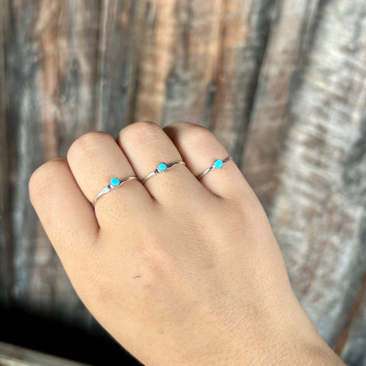 Genuine Turquoise Mini Stud Stacker Ring