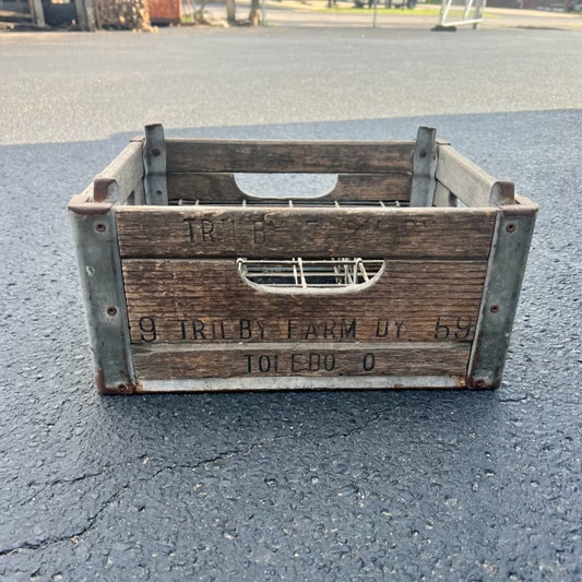 Vintage Wood Metal Dairy Crate: 59 Trilby Farm Toledo Ohio