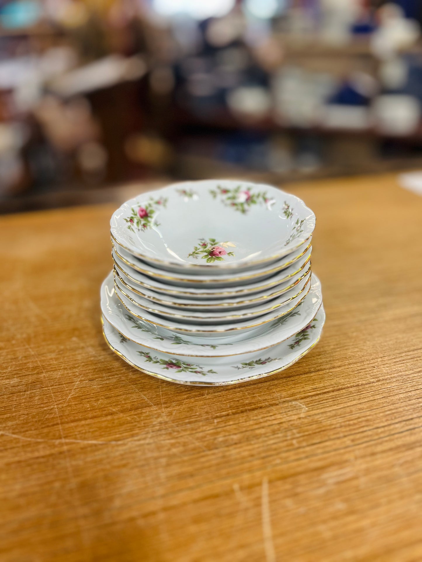 Vintage Johann Haviland Fine China Set With Moss Rose Print