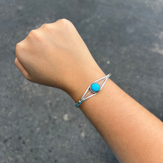 The Sadie Genuine Turquoise Sterling Silver Cuff Bracelet