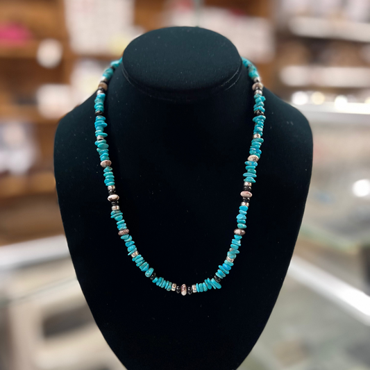 Genuine Turquoise, Wild Horse, and Black Onyx Nugget Necklace