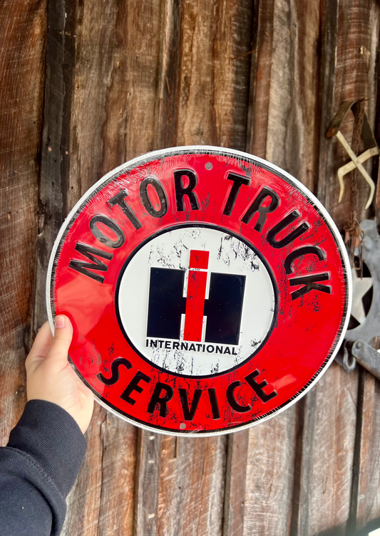 International Harvester Motor Truck Service Round Sign 12"