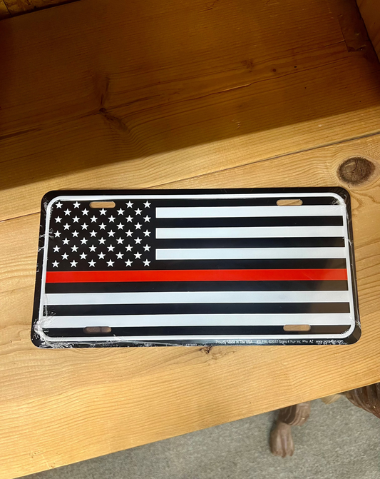 Thin Red Line License Plate