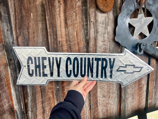 Chevy Country Embossed Arrow Sign