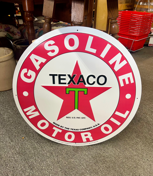 Texaco Logo Large 24 inch Round Metal Sign