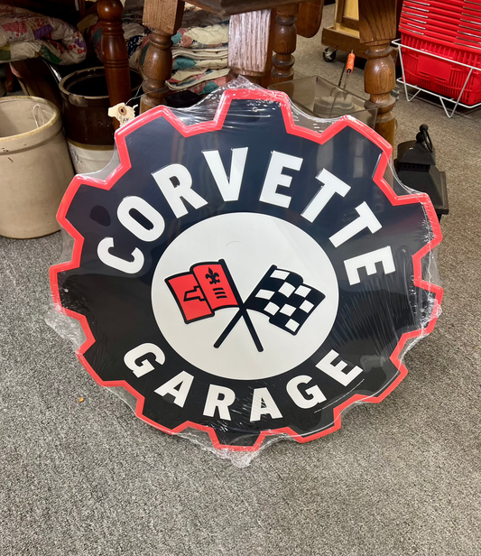 Chevy Corvette Gear 24" Die Cut Metal Sign