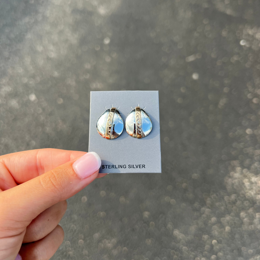 Sterling Silver Teardrop Earrings with 14KT Gold Filled Stamped Center