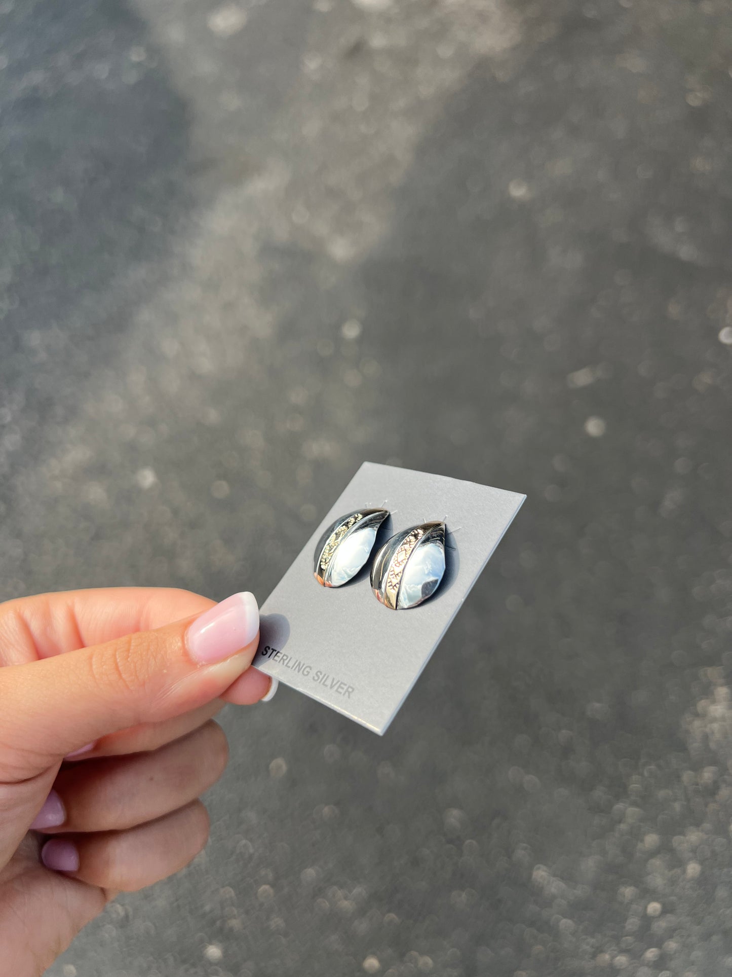 Sterling Silver Teardrop Earrings with 14KT Gold Filled Stamped Center