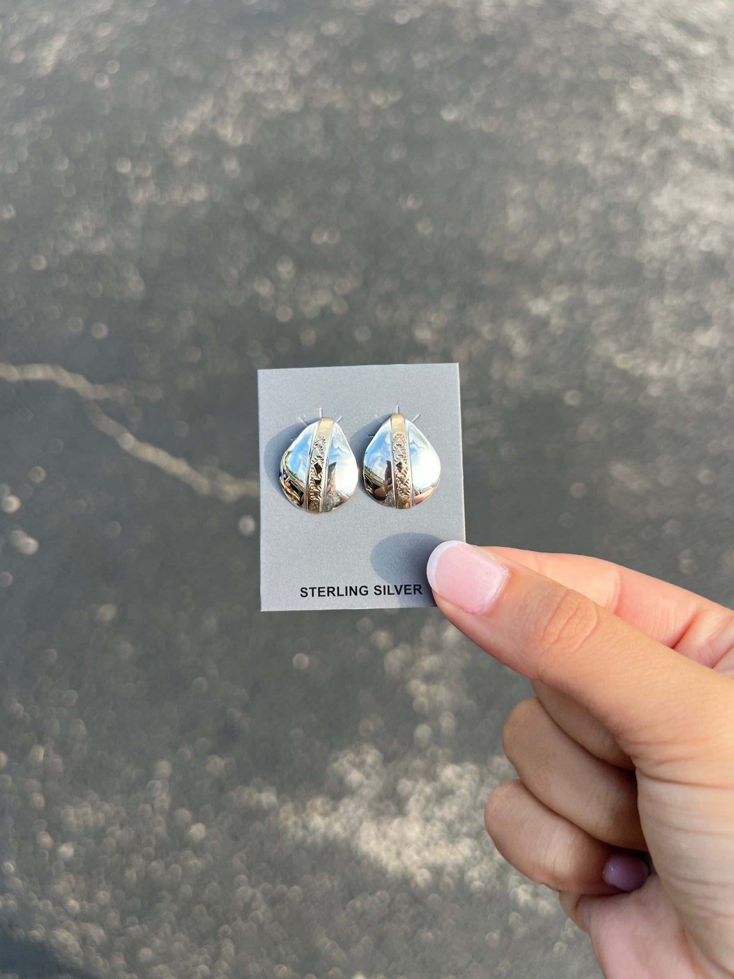 Sterling Silver Teardrop Earrings with 14KT Gold Filled Stamped Center