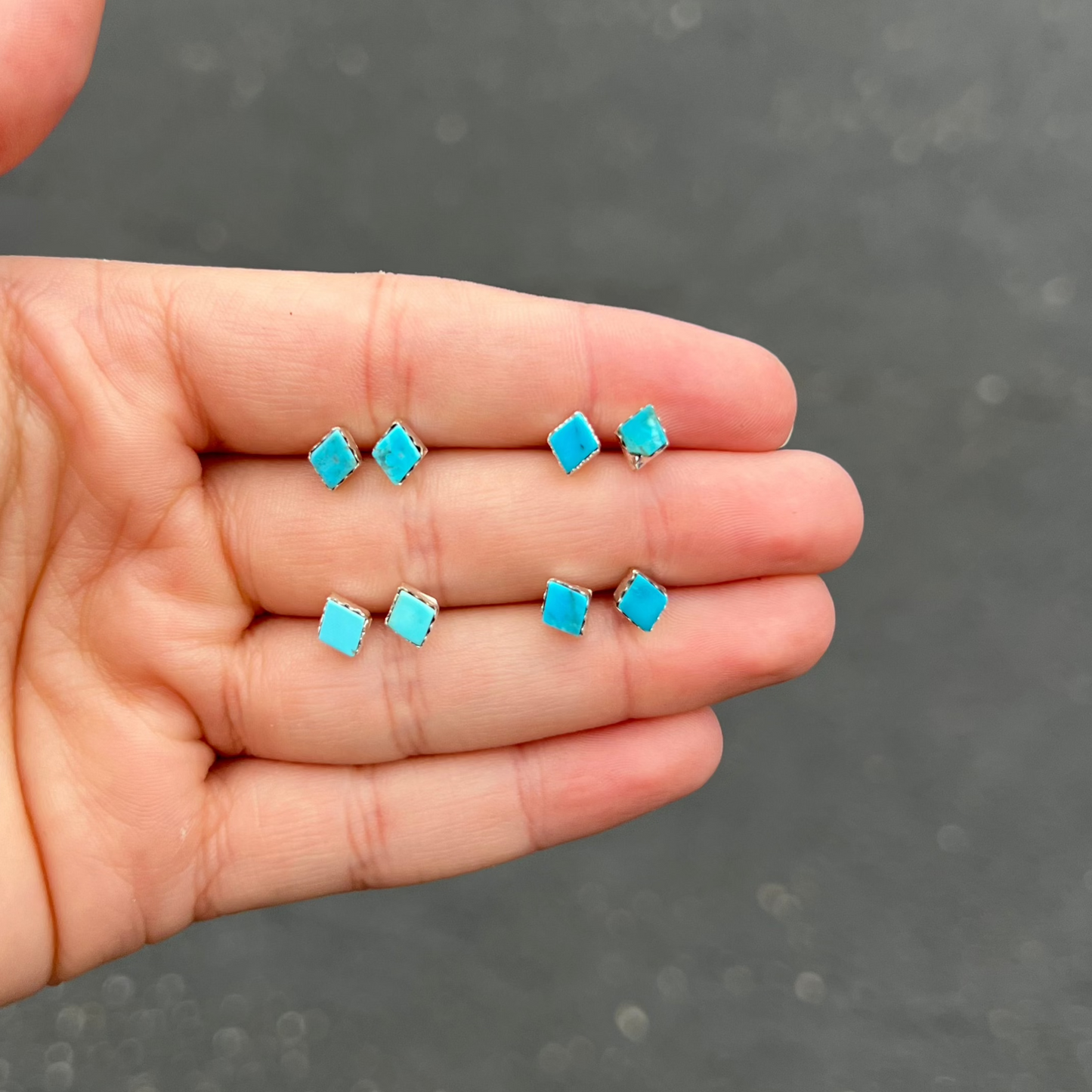 Sterling Silver Genuine Turquoise Mini Studs