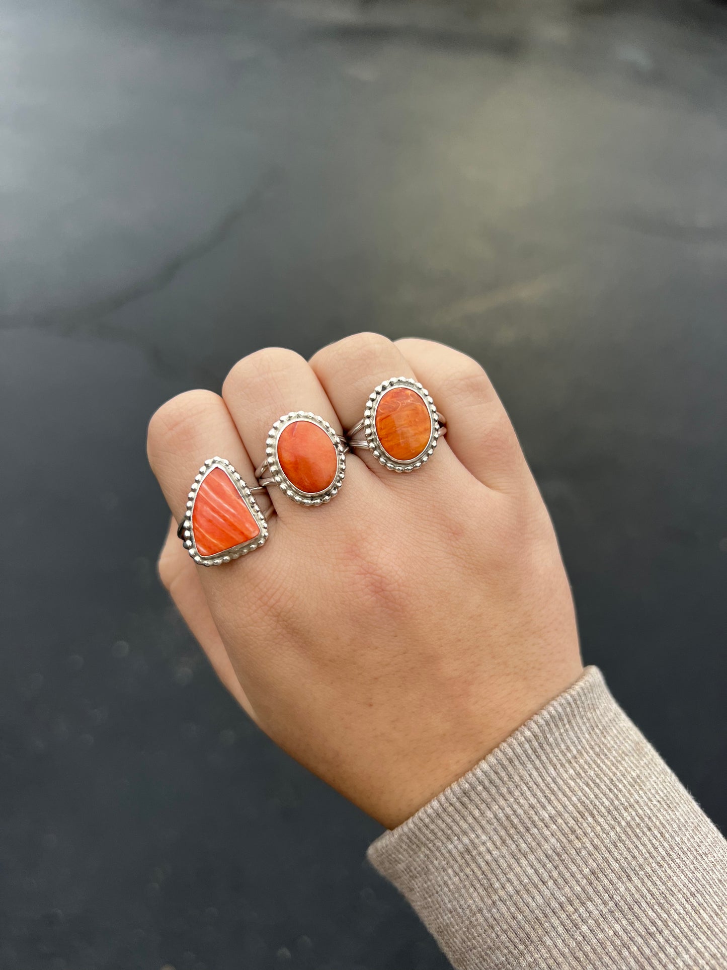 Genuine Spiny Oyster Sterling Silver Ring