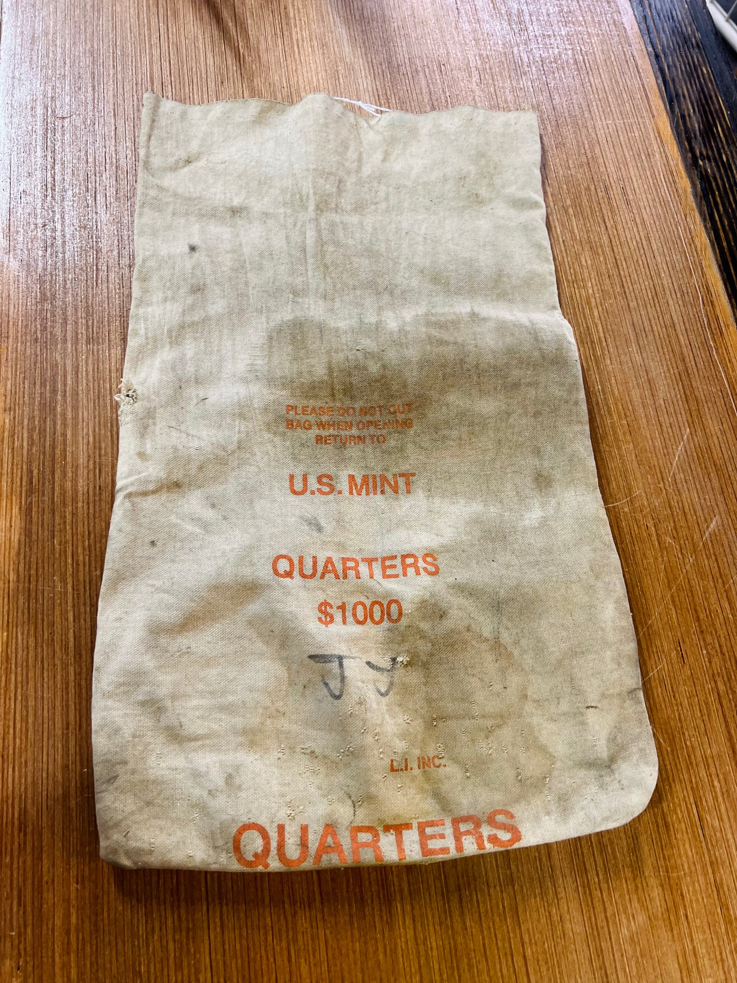 Vintage 1950's Canvas US Mint Quarters Bag $1000