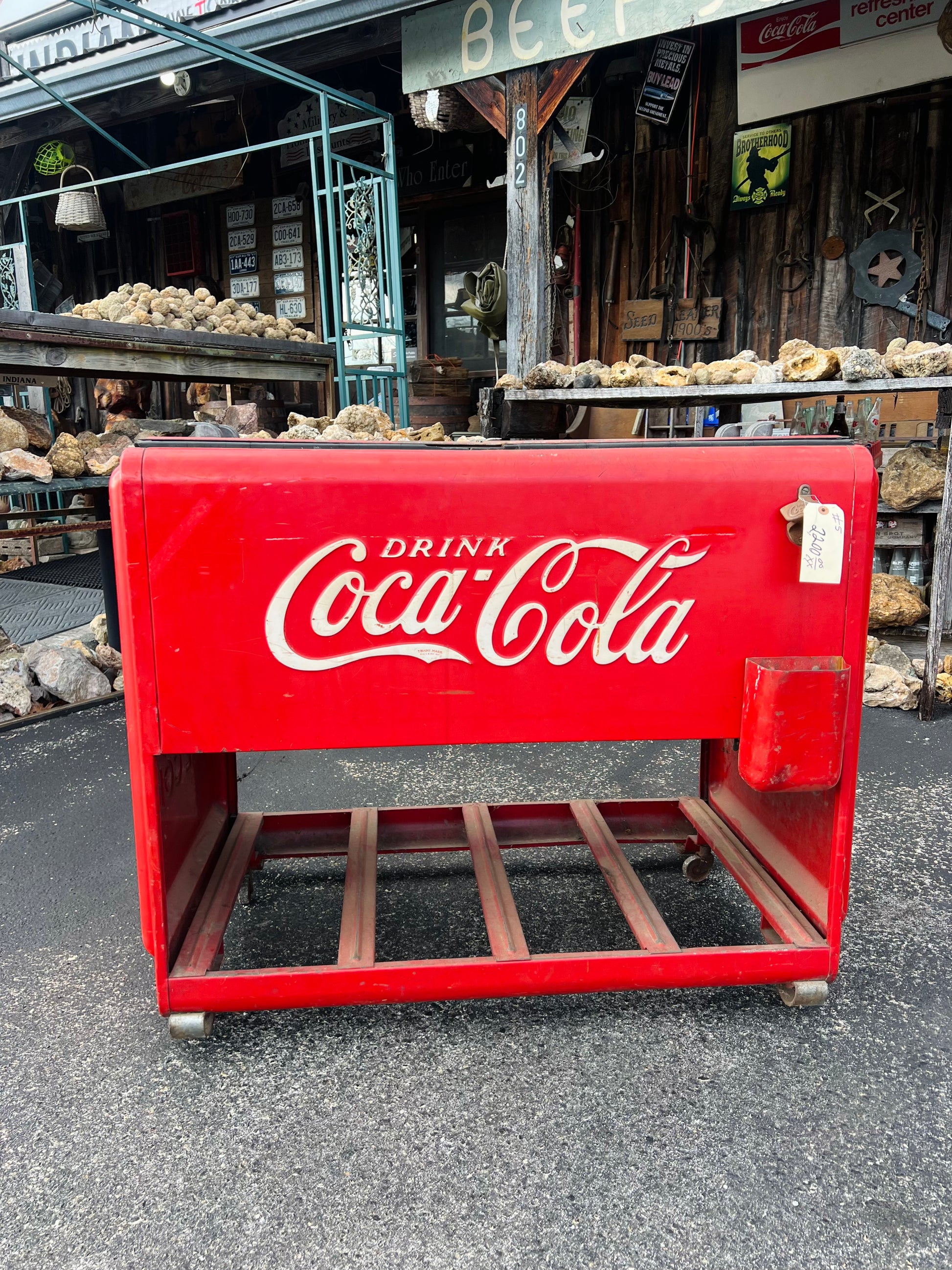 Vintage 1940s Coca Cola Ice Chest Cooler with Cap Catcher - PICKUP