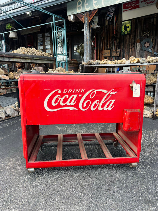 Vintage 1940s Coca Cola Ice Chest Cooler with Cap Catcher - PICKUP ONLY