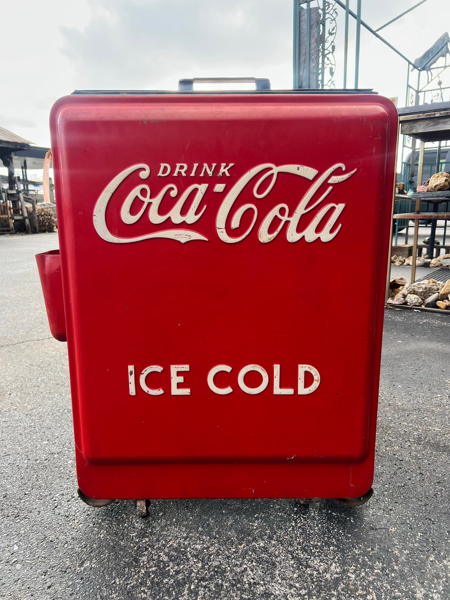 Vintage 1940s Coca Cola Ice Chest Cooler with Cap Catcher - PICKUP ONLY