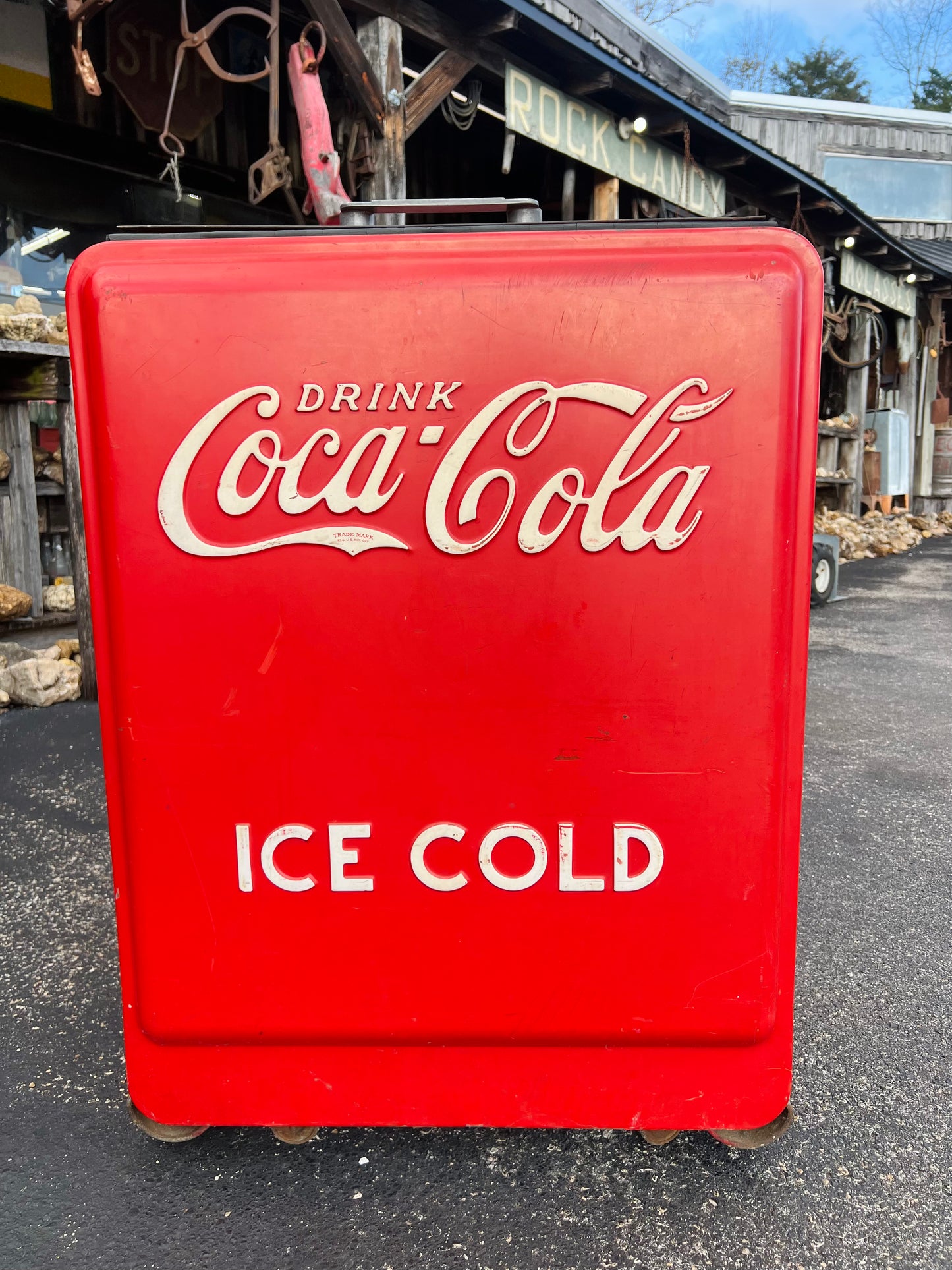 Vintage 1940s Coca Cola Ice Chest Cooler with Cap Catcher - PICKUP ONLY