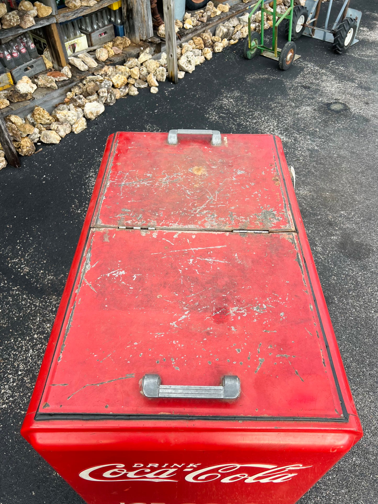 Vintage 1940s Coca Cola Ice Chest Cooler with Cap Catcher - PICKUP ONLY