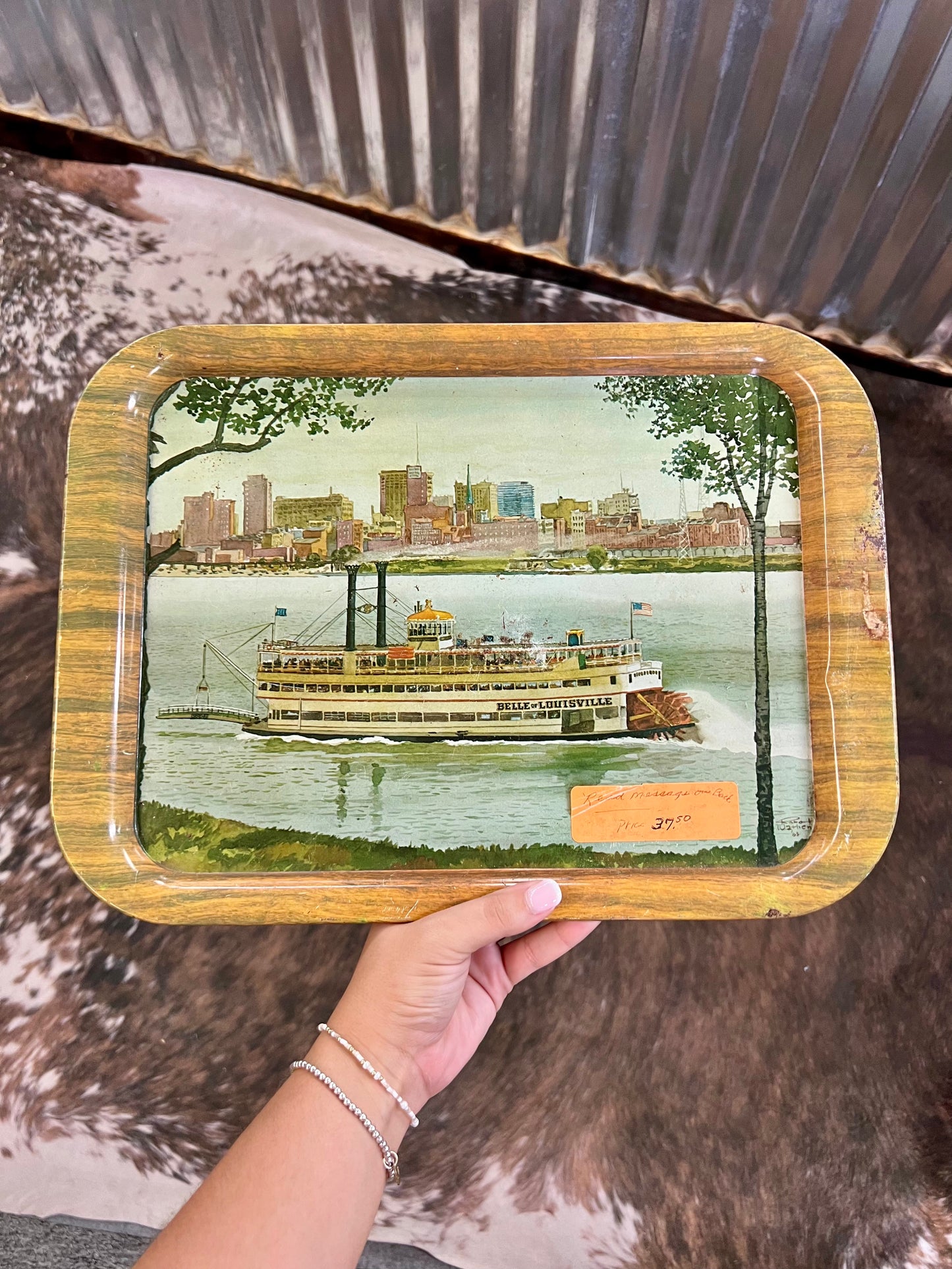 Vintage Belle of Louisville Metal Tray