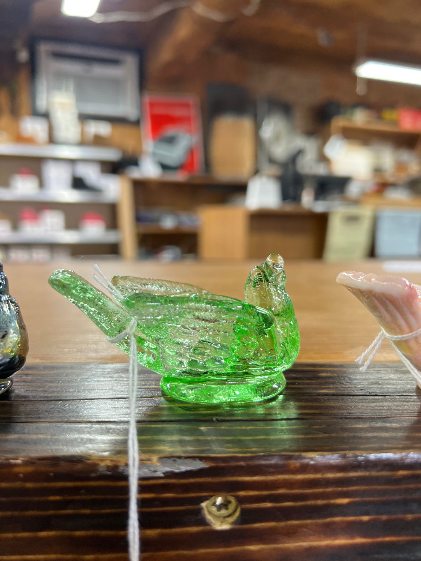 Vintage Degenhart Glass Bird & Berry Salt Cellar