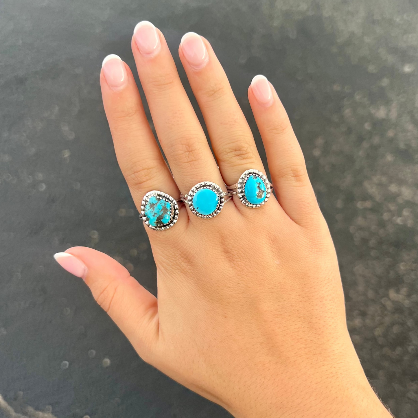 Turquoise and Sterling Silver Beaded Ring