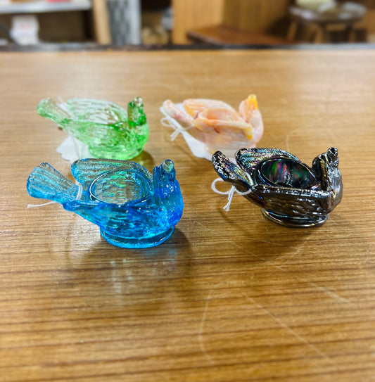 Vintage Degenhart Glass Bird & Berry Salt Cellar