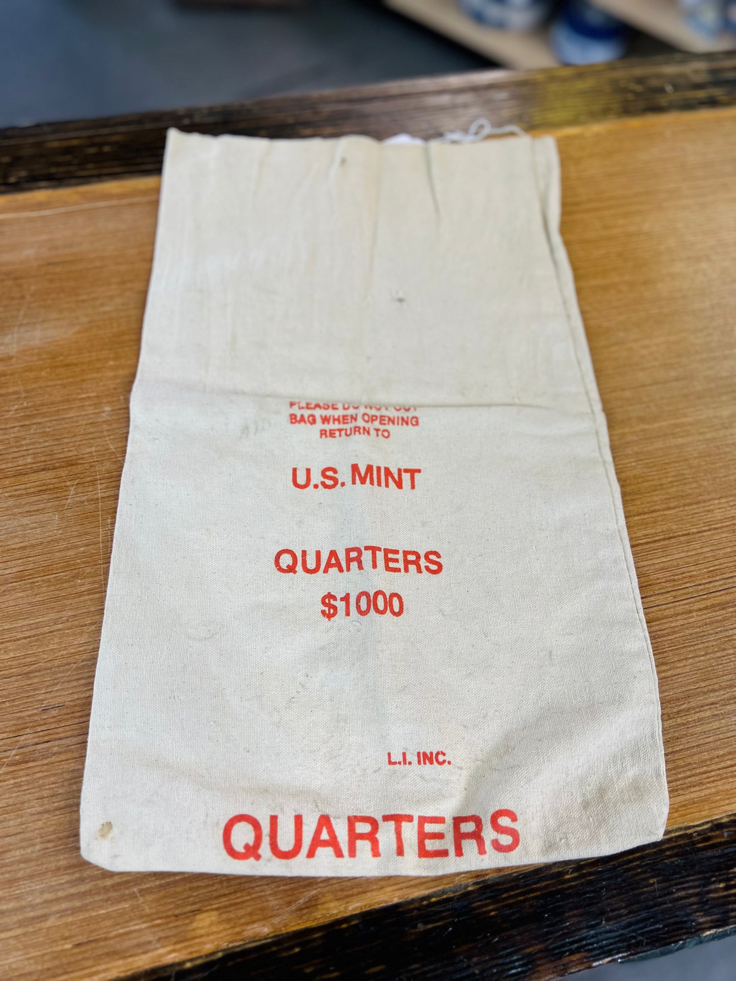 Vintage US Mint $1,000 Quarters Canvas Bag Red Lettering