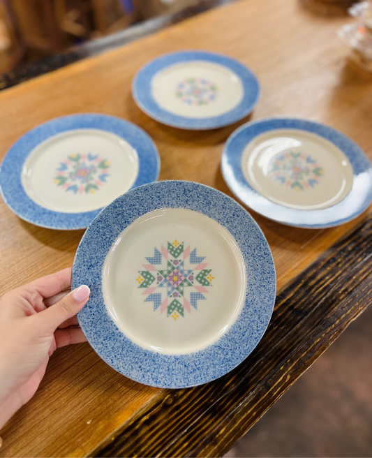 Vintage International Tableworks Cottonwood Patchwork Dinner Plates - Set of 4