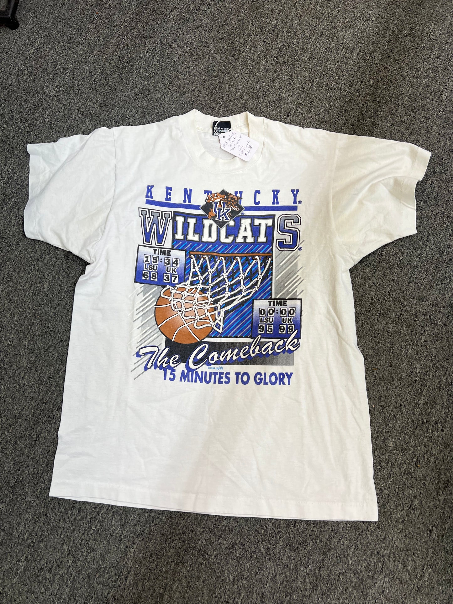 1994 Kentucky Wildcats "The Comeback" vs LSU T-shirt Size Large