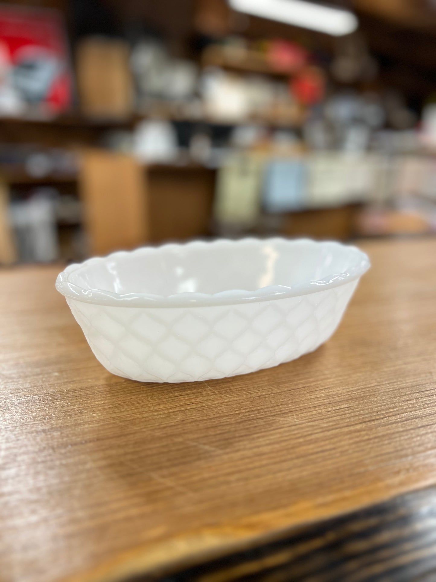 Vintage E.O. Brody Co Milk Glass Candy Dish - Oval