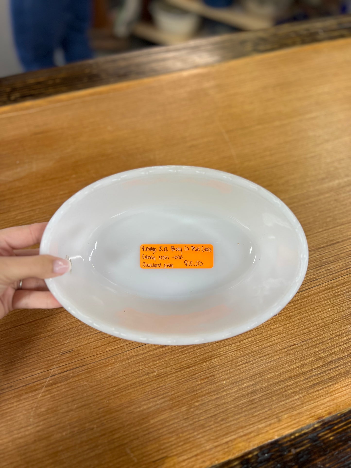 Vintage E.O. Brody Co Milk Glass Candy Dish - Oval