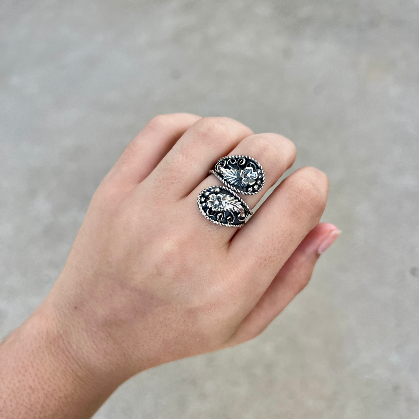 Sterling Silver Floral Wrap Ring