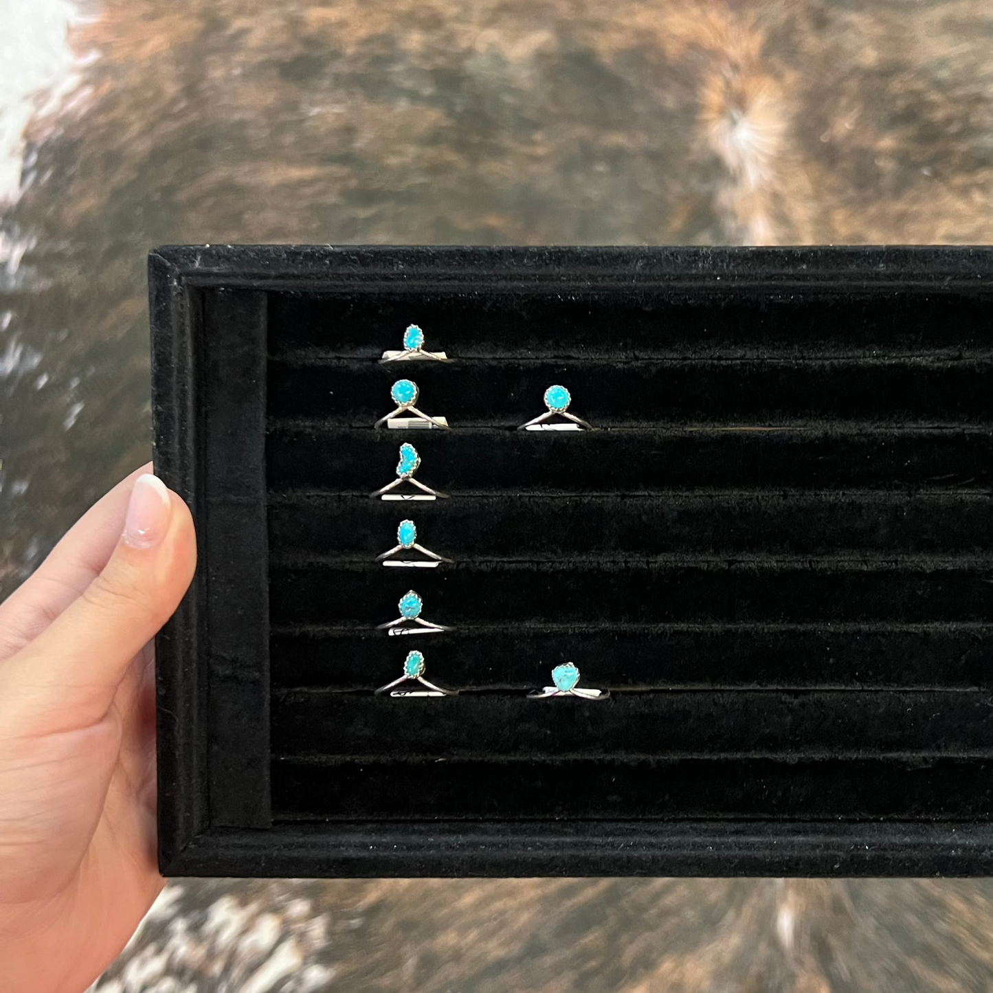 Genuine Turquoise Simple Stud Ring