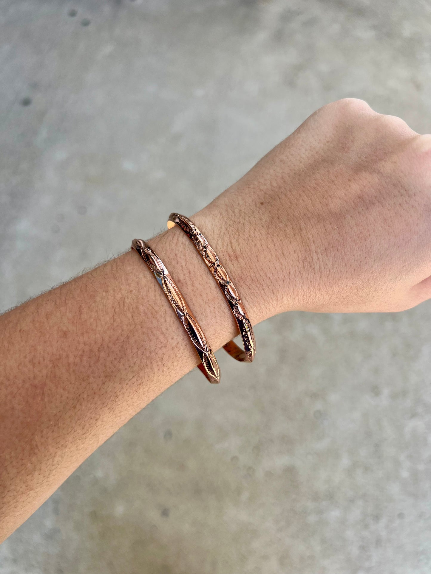 Aztec Stamped Copper Cuff Bracelet