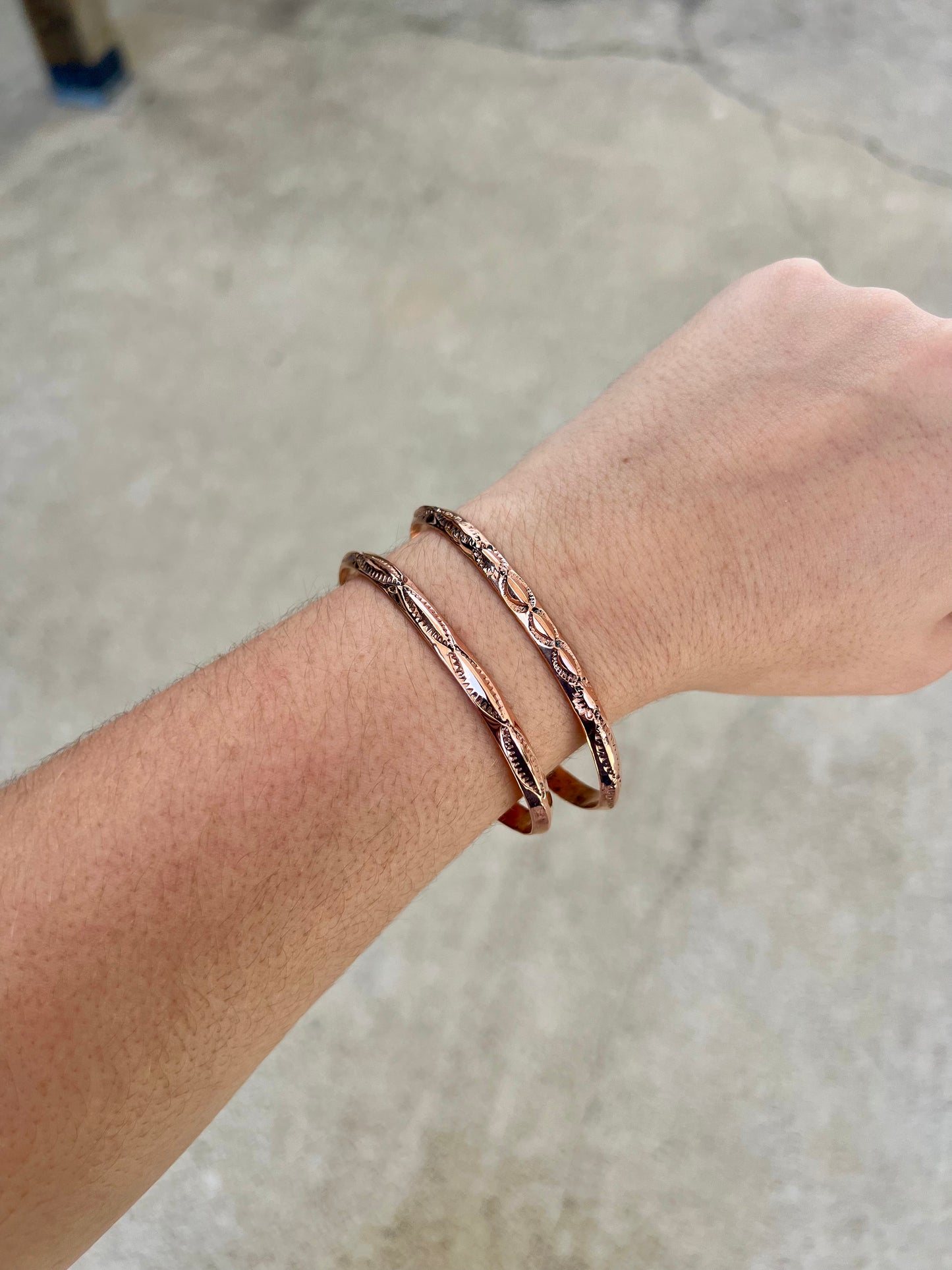 Aztec Stamped Copper Cuff Bracelet